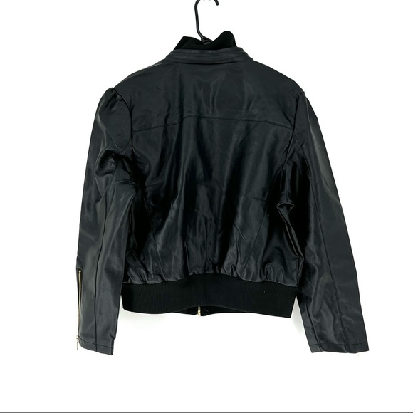 New Look Women's Faux Leather Puff Sleeve Full Zip Jacket w/ Drawstrings - Picture 6 of 7